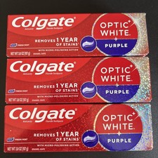3x Colgate Optic White Purple Teeth Whitening Toothpaste w/ Fluoride Mint 3.8oz
