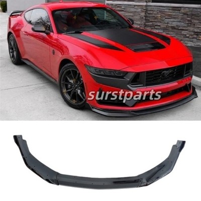 For 24-25 Ford Mustang Gloss Black Front Bumper Lip Splitter Dark Horse GT Style