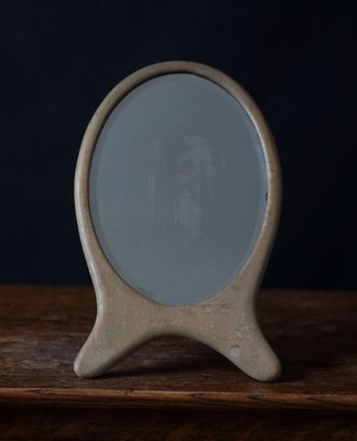 Vintage Holz Tischspiegel Mid Century organische Form 30 cm