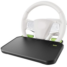 Car Steering Wheel Desk with Retractable Slot, Car Food Tray with Anti-Scratc...