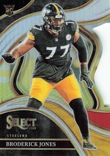2023 Panini Select #292 Broderick Jones Red and Yellow Prizms Die Cut RC