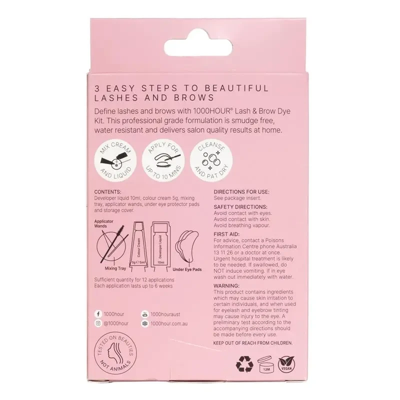 Eyelash & Brow Dye Kit 1000 Hour 12 Applications 6 Weeks Lasting Dark Brown - Image 3 of 3