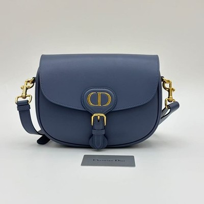 Dior Bobby East-West Medium Bag Dusty Blue Calfskin Gold Hardware 99% New