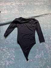 ZARA Women's Black Solid Long Sleeve Bodysuit One Piece Size S Regular
