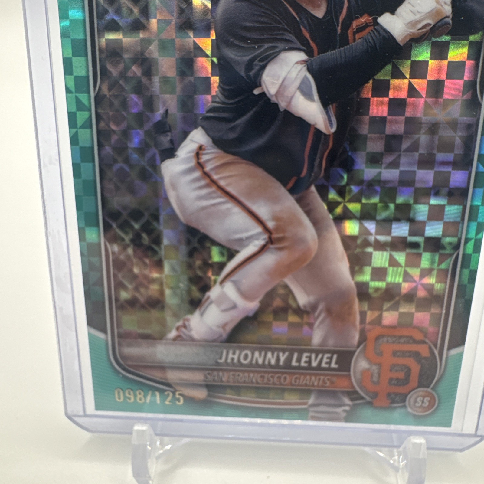 2025 Bowman 1st Chrome Jhonny Level Aqua X-Fractor Refractor /125 Giants