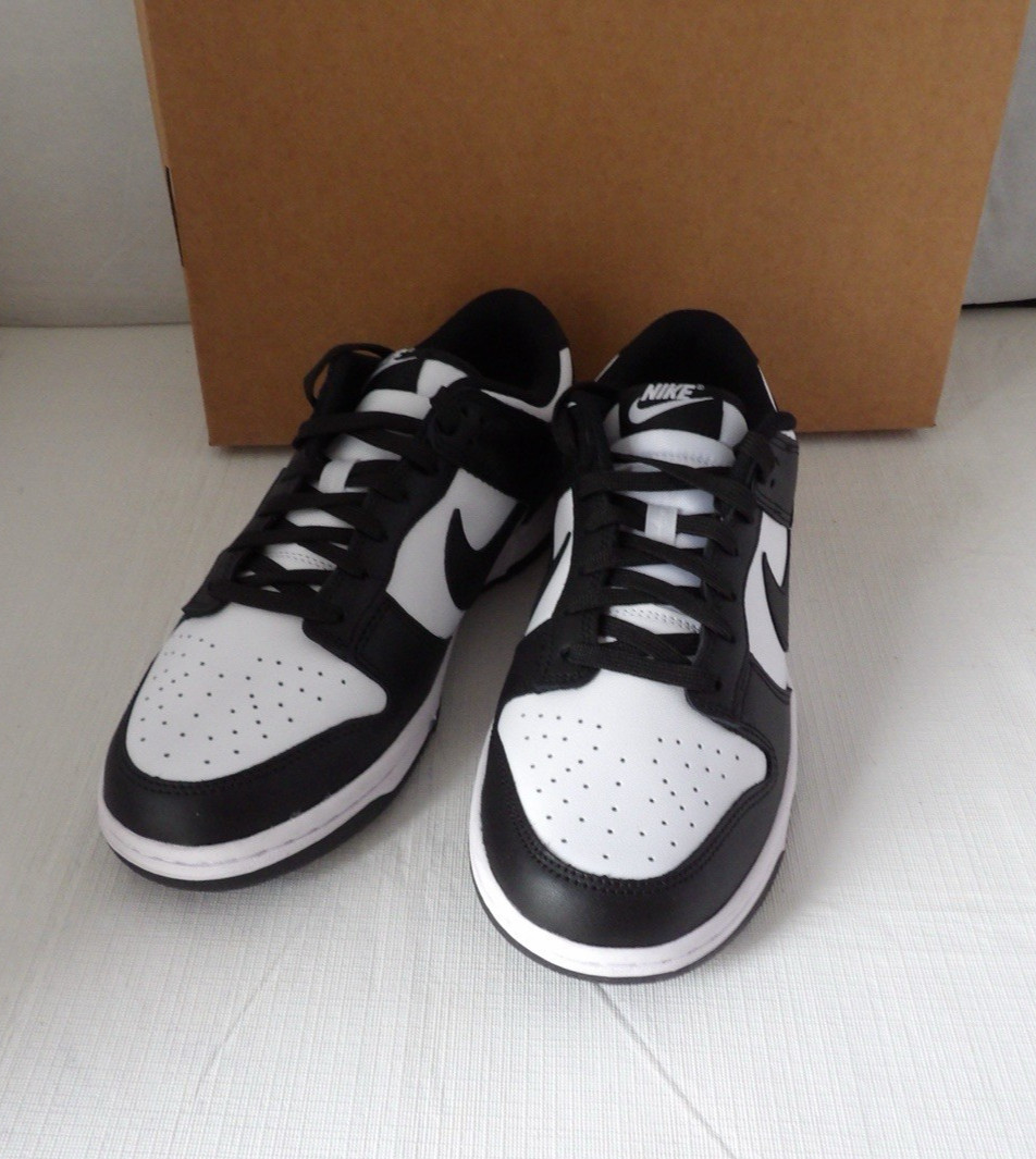 NWOB Authentic NIKE DUNK LOW "PANDA" B & W Leather Women's Size 9 M Men's 7.5 M thumbnail 8