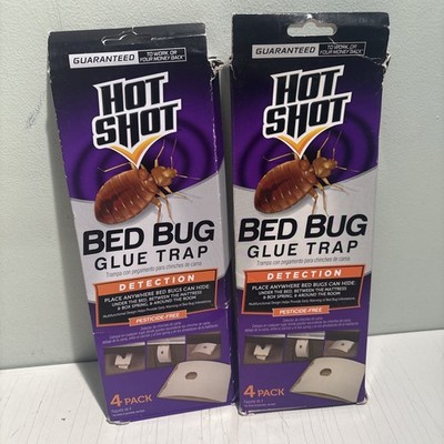 Lot of 2 HOT SHOT Bed Bug Glue Traps Pesticide-Free Detection   4 per Box