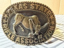 Texas State Rifle Association Brass Belt Buckle