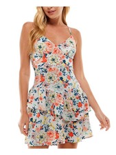 CITY STUDIO Womens Short Dress Ivory Adjustable Unlined Juniors 13