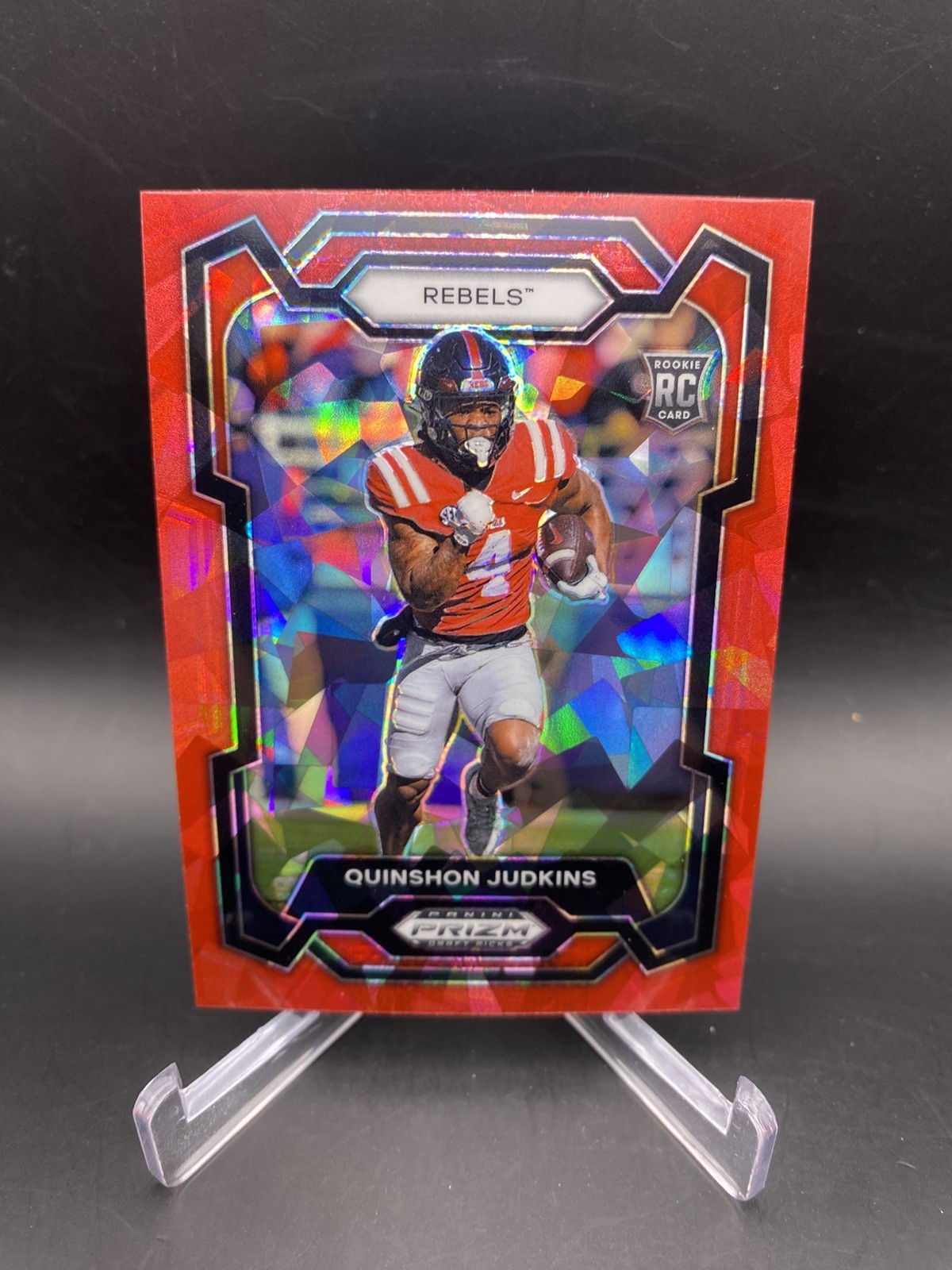 2024 Panini Prizm Draft Picks - Quinshon Judkins #146 Red Cracked Ice Prizm (RC)