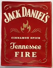 Tin tacker 17X22" Jack Daniels Tennessee FIRE  advertising sign for man cave.