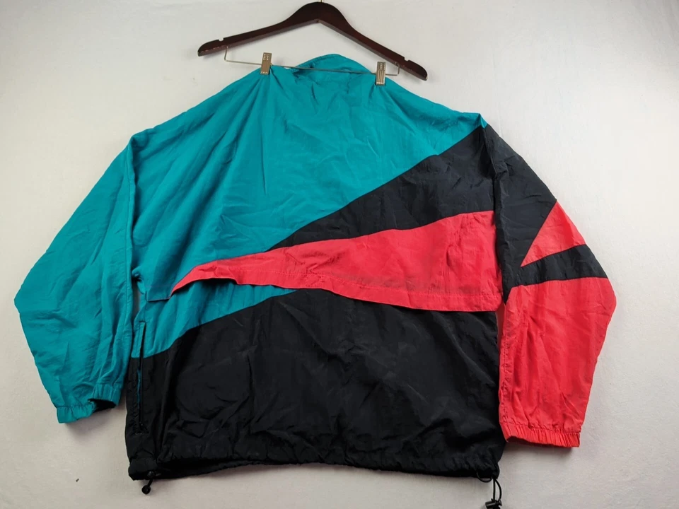 Vtg Nike Windbreaker Retro Colorblock Mens XL Black Red Blue Nylon Jacket - Image 2 of 4