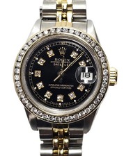 Rolex 69173 Lady Datejust Womens Diamond 27mm Wrist Watch w Box Tags Booklets
