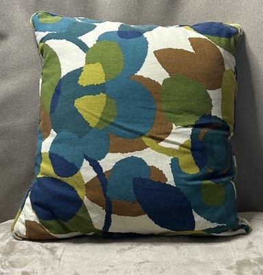 Robert Allen Abstract Flora Turquoise cotton throw pillow COVERS ONLY SET OF 2