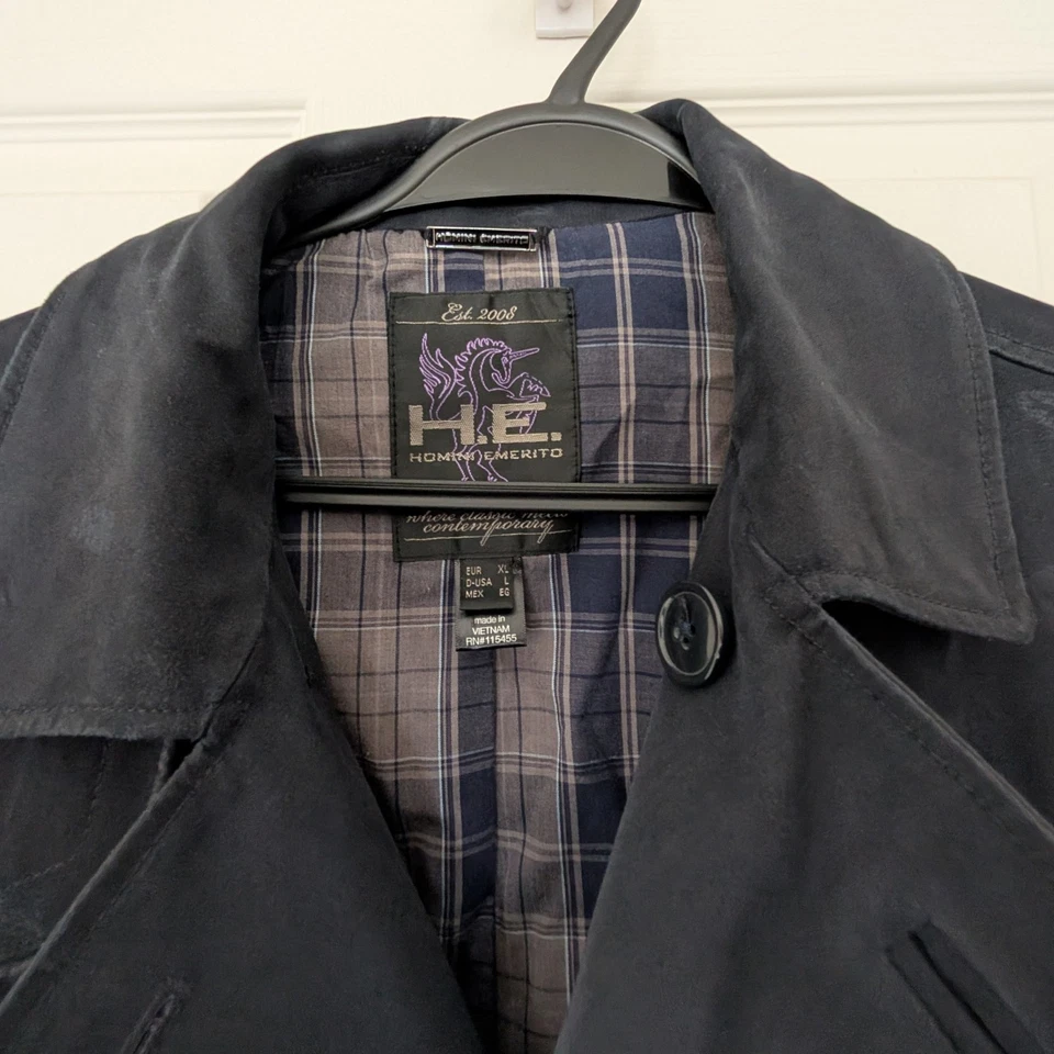  Mango HE men's double breasted peacoat navy blue size XL  - Image 3 of 4