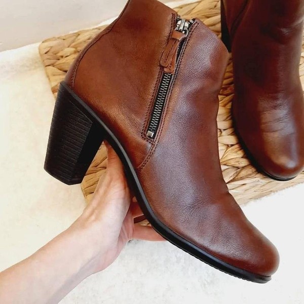 Women Ecco Boots Brown Leather 42 #3PZ5