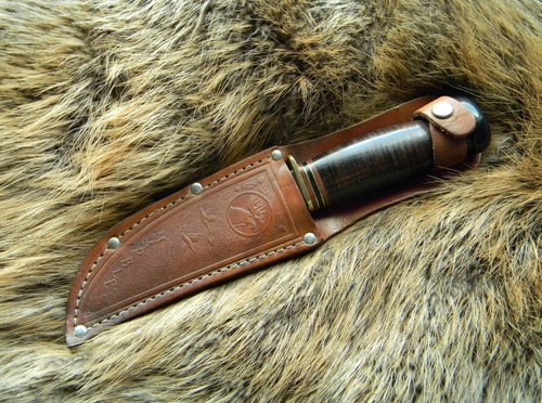 Gorgeous, Marbles Arms "woodcraft" pattern hunting knife, original sheath - Picture 2 of 9