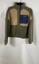 Columbia Women's West Bend Sherpa Fleece 1/4 Zip Pullover Green Khaki Sz M