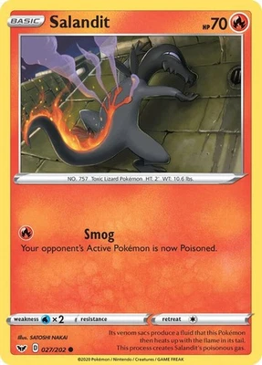 Salandit 027/202 SWSH01: Sword & Shield Base Set Common Normal Pokemon TCG NM - Image 1 of 2