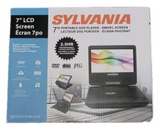 NOS Sylvania SDVD7014 Black 7" Portable DVD Player With Swivel Screen Charger