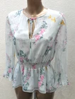 TED BAKER KLARRA Blouse Womens UK 8 1 S Blue Floral Butterfly Chiffon Smocked To