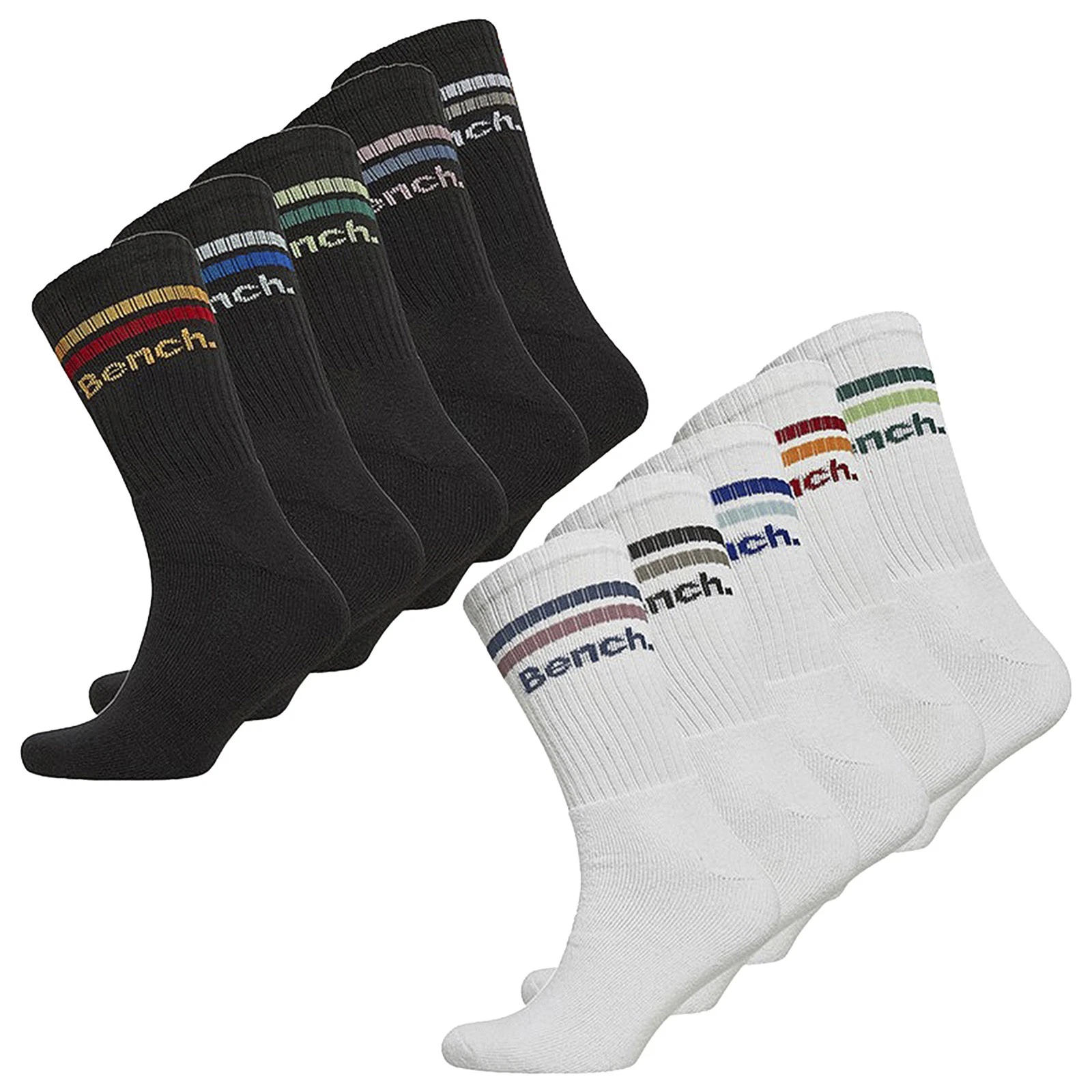 5 Pairs Mens Crew Cotton Socks - Breathable Sport Athletic Socks by Bench
