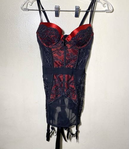 Victoria's Secret Merrywidow Corset Garter Lace Slip Size 34B Red