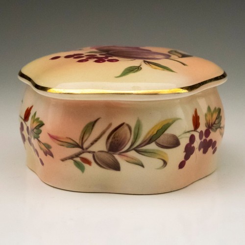 Royal Worcester Porcelain Palissy Fruit Design Hexagonal Trinket Pot Keepsake - Picture 4 of 8