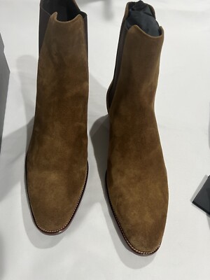 Men\'s Saint Laurent Wyatt Boots SZ 44 / US 11 Wyatt Harness 40 suede biker boots in brown - Saint Laurent  main image 3