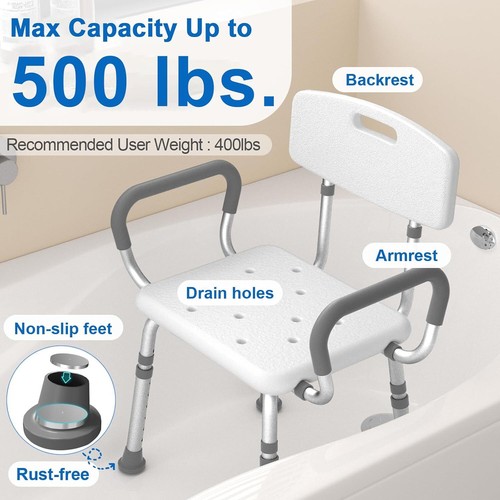 Indoor shower chair with armrests and backrests, bathtub shower chair, - Picture 2 of 7