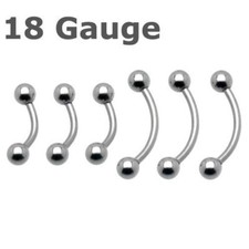18G 1/4" 5/16" 3/8" TINY STEEL BALL CURVED BARBELL EYEBROW DAITH RINGS CARTILAGE