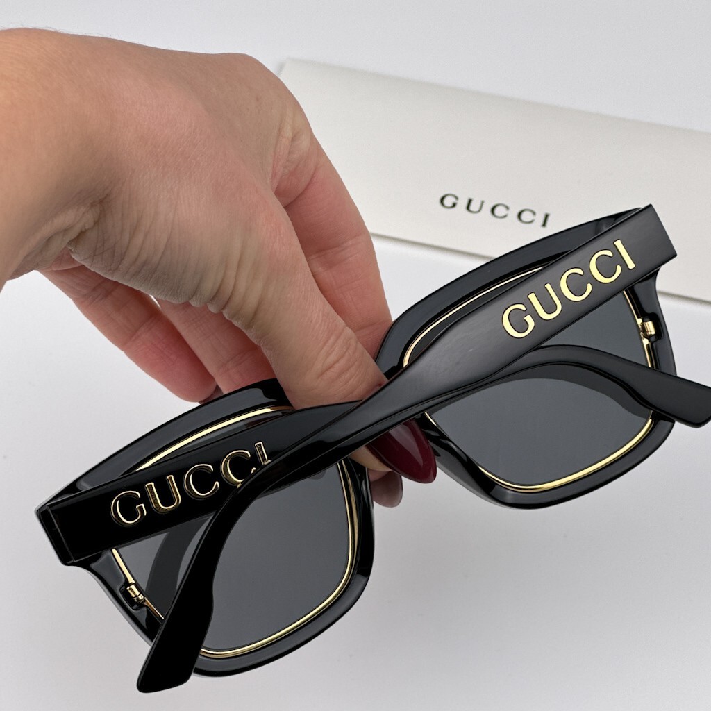 Gucci GG1136SA 001 Sunglasses Black/Gold Grey Square Women GG 1136SA Gucci | Accessories | Gucci Gg136sa 01 Sunglasses Blackgold  main image 2