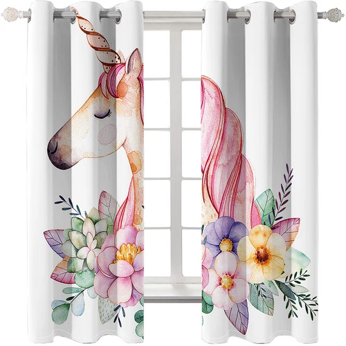 Magische Einhorn Vorhänge Dicke Verdunkelung Schlafzimmer Thermo Ring Top Ösenvorhänge - Bild 20 von 57