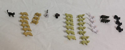 Lakeshore 1'' Plastic Rubber Kitten Cat Figures White Black Tan Counters Crafts