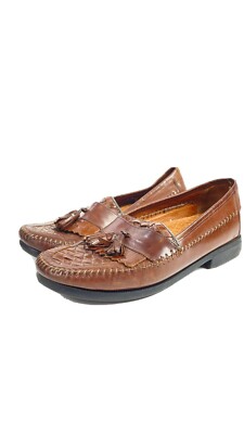 Hush‎ Puppies Mens 10W San Remo Leather Loafers Shoes w/  Tassel Weave Brown Mens Hush Puppies San Remo Size 9 Brown | Mercari main image 2