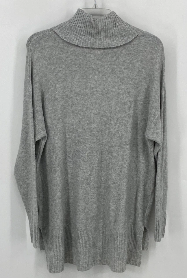 Suéter túnica tejido suave cuello tortuga gris usado Style & Co. para mujer talla mediana Foto 2 de 4