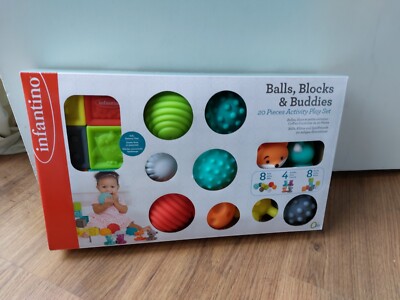 Infantino Sensory Balls Blocks & Buddies - 20 Stück Basics Set für Sensorik IN BOX