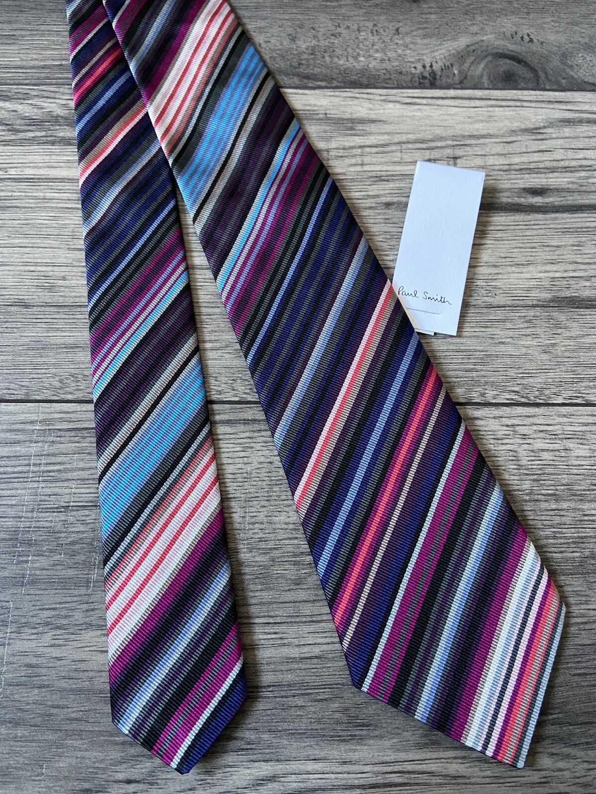 PAUL SMITH SILK DIAGONAL MULTI STRIPE TIE MADE IN ITALY BNWT