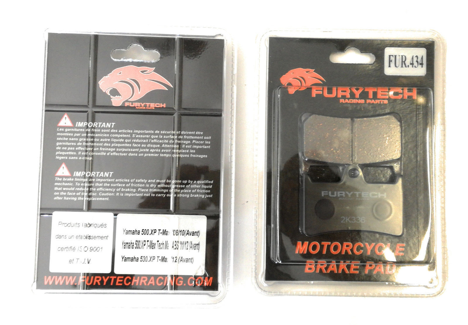 Plaquettes Furytech Yamaha Tmax 500 pour éliminer les sifflements et le freinage mou