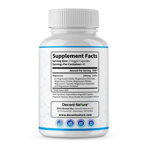 Magnesium Complex 7 Elemental Magnesium Supplement 1000mg Non-GMO 90 Capsules - Picture 7 of 13