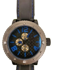 ACCUTIME WATCH CORP  PC21J-JAPAN MOVT Carbon BLUE DESIGNER RUBBER BAND