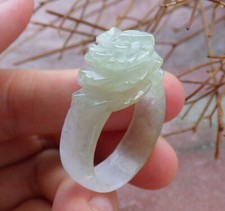 Certified Green Natural 100 A Jadeite Jade Rose Flower Ring NO. 11.75 406340