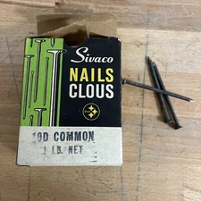 Vintage Sivaco 10D Common Nails -Box Packaging Advertising W/Nails