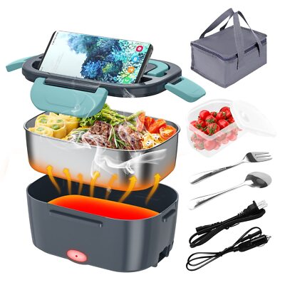 Electric Lunch Box Food Warmer Heater 12V 24V 110V 80W Faster Heated Lunch Bo...