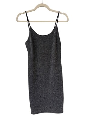 Jireh Clothing Sleeveless Bodycon Dress Size Large Black Silver Shimmer Party