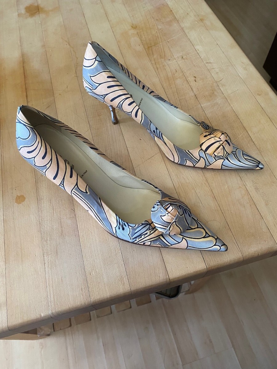 Womens Prada Vintage Floral Satin Fabric Heels | eBay