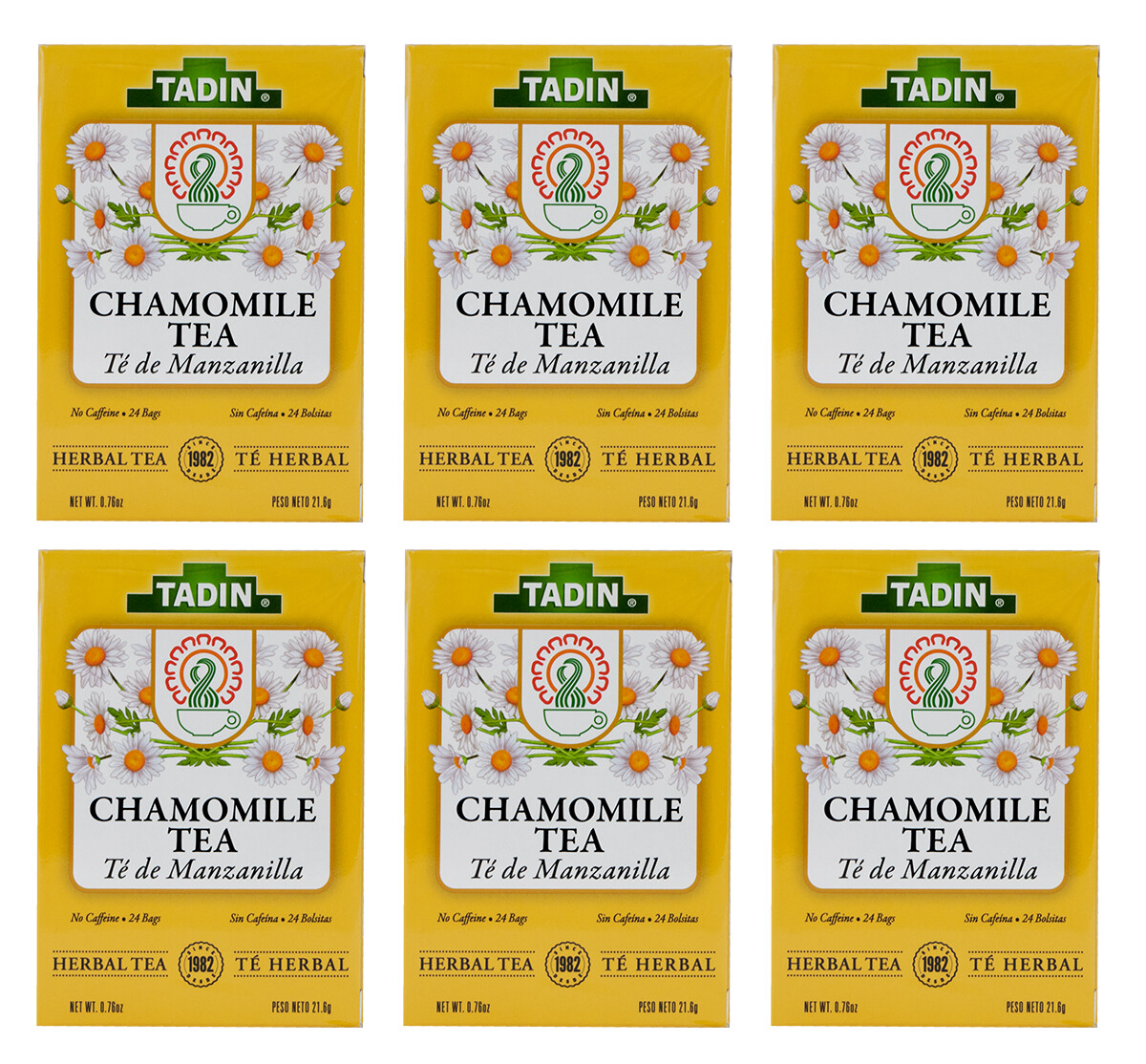 TADIN Chamomile Herbal Tea, Made in USA, 24 bags  (6 BOXES) 