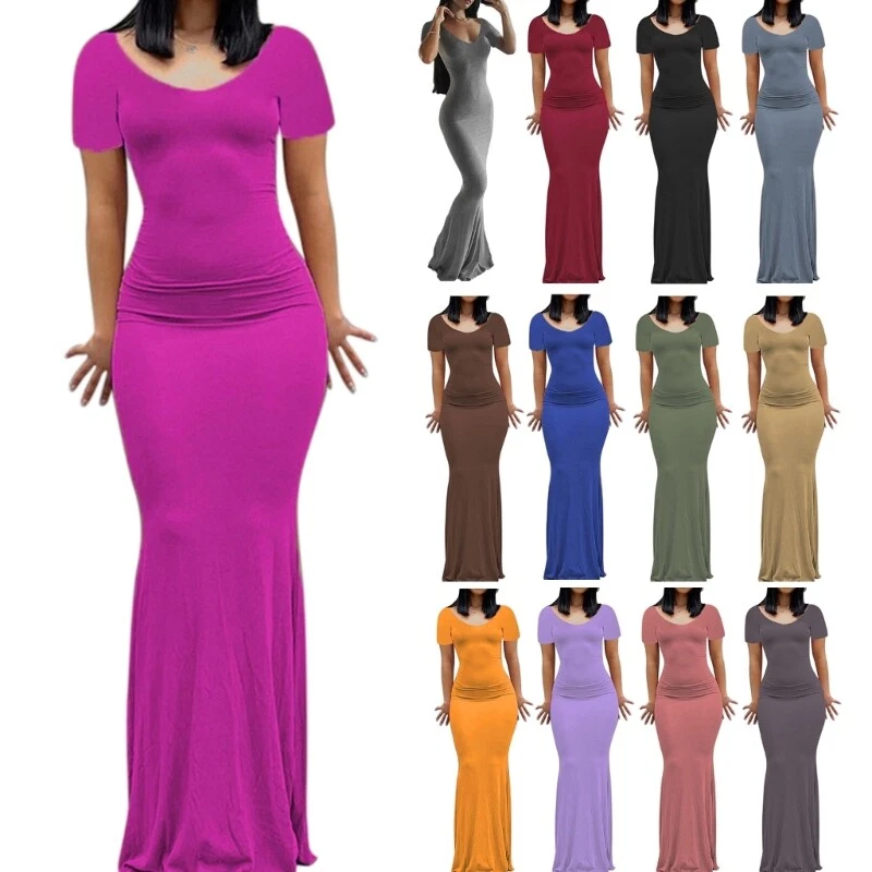 short sleeve bodycon maxi dress