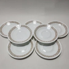 Vintage 7 Corning Corelle Woodland Brown Saucers Teacup Plates