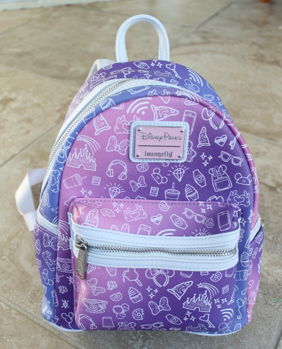 Disney Parks Loungefly Park Icons Pink Purple Ombre Backpack  display picture 3